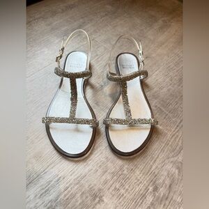 Stuart Weitzman Crystal Embellished Jelly Sandals In Silver Tone PVC Size 37
